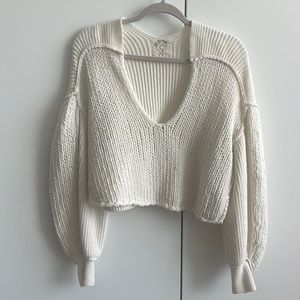 Free People Cream Knit Sweater